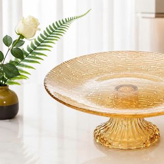 ĐĨA THỦY TINH CHÂN ĐẾ MÀU HỔ PHÁCH CAO CẤP (T24)
