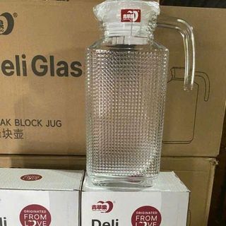 BÌNH NƯỚC THỦY TINH GLASS DELI 1600ml CÓ TAY CẦM (T12)