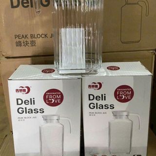BÌNH NƯỚC THỦY TINH SỌC GLASS DELI 1700ml CÓ TAY CẦM (T12)
