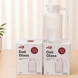 BÌNH NƯỚC THỦY TINH SỌC GLASS DELI 1700ml CÓ TAY CẦM (T12)