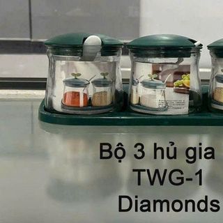 BỘ 3 HỦ THUỶ TINH ĐỰNG GIA VỊ DIAMONDS TWG-1