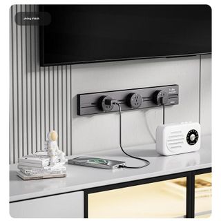 Ổ Điện Ray Gắn Tường TESSAN Power Track DLGD-P411 8000W 60cm 3 Ổ Cắm Di Động Xoay 360°