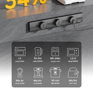 Ổ Điện Ray Gắn Tường TESSAN Power Track DLGD-P411 8000W 60cm 3 Ổ Cắm Di Động Xoay 360°