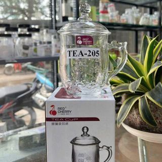 LY THỦY TINH CÓ NẮP VÀ TAY CẦM RED CHERRY TEA-205 (T24)