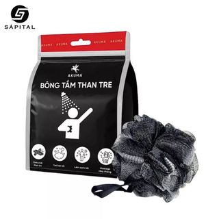 Bông Tắm Than Tre AKUMA Tẩy Da Chết Tạo Bọt – Chất Liệu Lưới Mềm Mại, Kháng Khuẩn, Giảm Mụn Lưng