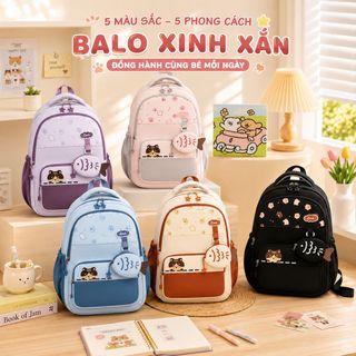 🎒 BALO A41205 – SIÊU PHẨM HOT TREND HỌA TIẾT MÈO CỰC ĐÁNG YÊU, ĐEO LÀ MÊ!