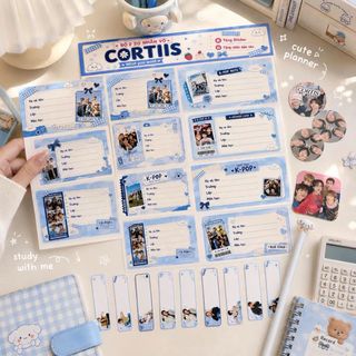 Nhãn vở hoạt hình kèm sticker ghi tên gồm 20 nhãn dán