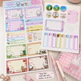 Nhãn vở hoạt hình kèm sticker ghi tên gồm 20 nhãn dán