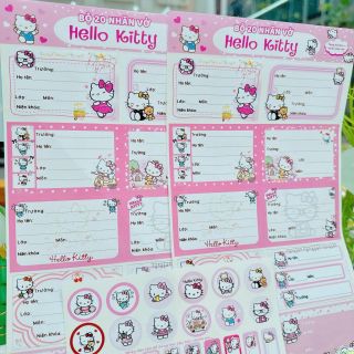 Nhãn vở hoạt hình kèm sticker ghi tên gồm 20 nhãn dán