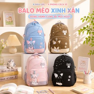 🐱 BALO A2027 – MẪU MÈO 3D SIÊU CUTE, PHỐI MÀU HIỆN ĐẠI, ĐEO ÊM VAI, ĐỰNG ĐỒ THOẢI MÁI!
