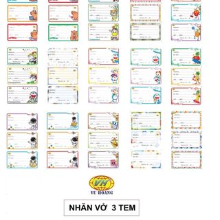Nhãn vở học sinh đơn 3 ô