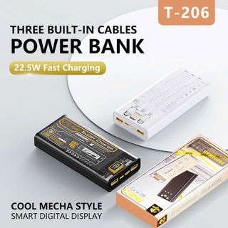 Pin Dự Phòng Hãng TAHADA T-206 Dung Lượng 20000mAh Sạc Nhanh 22.5w Pin Tích Hợp 3 Dây Sạc