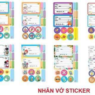 Nhãn vở học sinh kèm sticker ghi tên