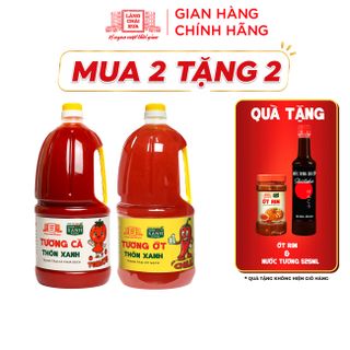 [Tặng ớt rim và nước tương 525ml] Combo 2 gồm Tương ớt Tương cà Làng Chài Xưa 2.2Kg Trang trại sạch