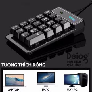 Bàn phím số mini Deiog DY-900 chính hãng.Thiết bị có 23 phím, sử dụng dây kết nối qua cổng USB.