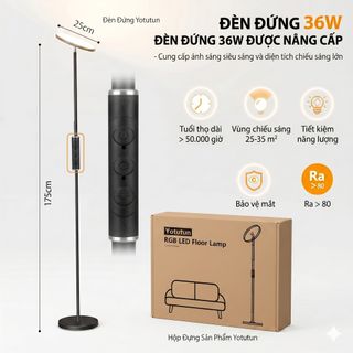 Đèn LED Đứng Thông Minh Yotutun RGB FLE-036 Xoay 350° Điều Khiển Remote Cao 1.75m