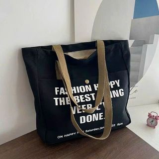 ✨Túi Tote Canvas Khóa Kéo Chắc Chắn – Đi Học, Đi Chơi Đều Hợp