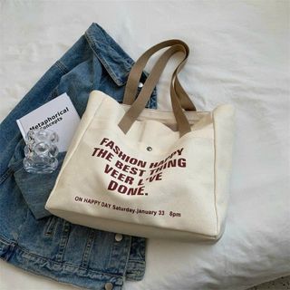 ✨Túi Tote Canvas Khóa Kéo Chắc Chắn – Đi Học, Đi Chơi Đều Hợp