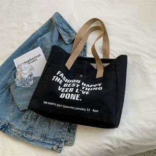 ✨Túi Tote Canvas Khóa Kéo Chắc Chắn – Đi Học, Đi Chơi Đều Hợp