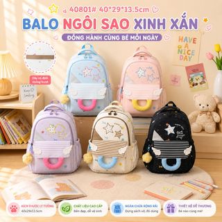 BALO MÃ A40801 | THIẾT KẾ NGÔI SAO SIÊU CUTE – ĐI HỌC XINH XẮN MỖI NGÀY