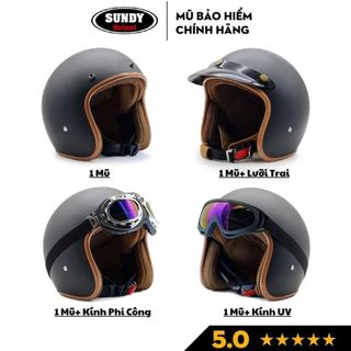 Nón Bảo Hiểm DANGROUP Mũ bảo hiểm 3/4 đầu Helmets thời trang, an toàn kính Phi Công, UV, nhiều màu cá tính, Freesize (55-58cm) Thời Trang - An Toàn - Giá Tốt