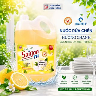 Nước rửa chén Saigon TH 3,6kg hương Chanh