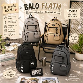 ✨ BALO FLATM A204 KÈM VÍ – THIẾT KẾ HIỆN ĐẠI, NHIỀU NGĂN SIÊU TIỆN LỢI