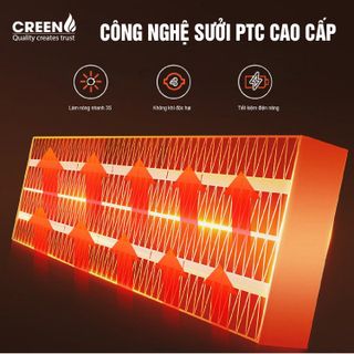 Máy sưởi 5D để bàn chính hãnġ CREEN CR-H99C - Sưởi Ấm may suoi lò  sưởi quatsuoi lò  sưởi máy  sưởi gốm