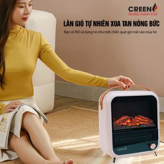 Máy sưởi 5D để bàn chính hãnġ CREEN CR-H99C - Sưởi Ấm may suoi lò sưởi quatsuoi lò sưởi máy sưởi gốm