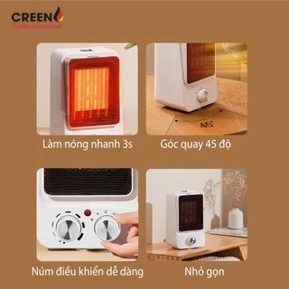 Máy Sưởi Gốm Để Bàn Cao Cấp Creen CR-H15C - Bảo hành 12 tháng