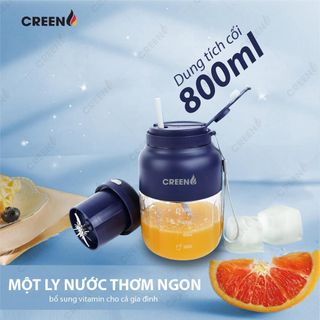 Máy Xay Sinh Tố Cầm Tay CREEN CR-BL800 800ml Inox ABS Pin Lithium 3000mAh - Bảo Hành chính hãng 12 tháng