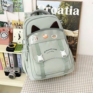 🎒 BALO TAI MÈO PHỐI KÍNH NHIỀU NGĂN A0675 – DỄ THƯƠNG & TIỆN LỢI 🐱💕