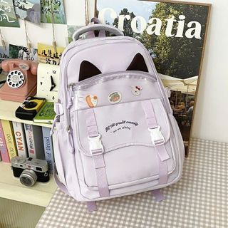 🎒 BALO TAI MÈO PHỐI KÍNH NHIỀU NGĂN A0675 – DỄ THƯƠNG & TIỆN LỢI 🐱💕