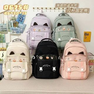 🎒 BALO TAI MÈO PHỐI KÍNH NHIỀU NGĂN A0675 – DỄ THƯƠNG & TIỆN LỢI 🐱💕