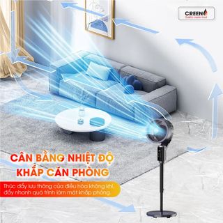 Quạt tuần hoàn không khí CREEN xoay 360, điều khiển bằng giọng nói, 12 tốc độ gió - Bảo hành chính hãng 5 Năm