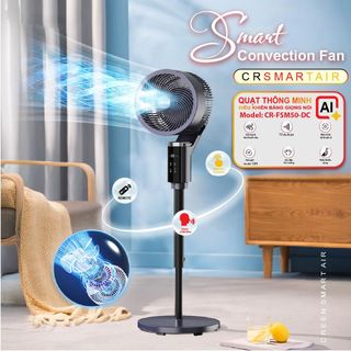 Quạt tuần hoàn không khí CREEN xoay 360, điều khiển bằng giọng nói, 12 tốc độ gió - Bảo hành chính hãng 5 Năm