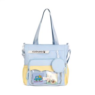 💜 TÚI TOTE A3001 PHỐI MÀU PASTEL KÈM TÚI TRÒN – XINH XẮN CHO MỌI NGÀY