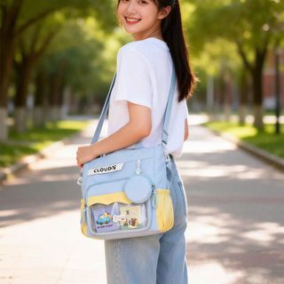 💜 TÚI TOTE A3001 PHỐI MÀU PASTEL KÈM TÚI TRÒN – XINH XẮN CHO MỌI NGÀY