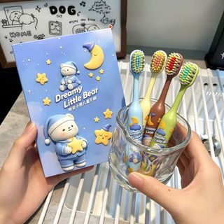 Hộp 4 bàn chải gấu beer cho trẻ 3-7 tuổi
