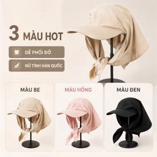 Mũ Lưỡi Trai Trùm Đầu Jennie Loại Trơn Basic Kiểu Nón Kèm Khăn Trùm Đầu Đa Năng