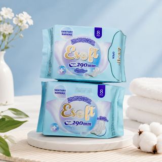 Băng Vệ Sinh ESOFT 290mm Siêu Mỏng Ban Đêm - 8 miếng Thấm Hút Có Cánh Chống Tràn Khô Thoáng Dịu Nhẹ Cho Da Nhạy Cảm