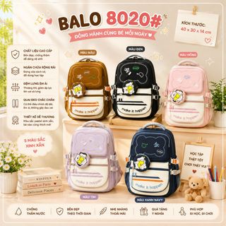 BALO A8020 – PHỐI MÀU PASTEL CỰC XINH, KÈM VÍ GẤU SIÊU CUTE