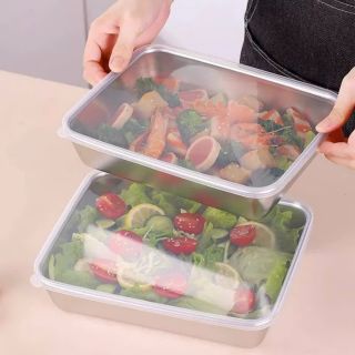 Combo 5 Hộp Khay Inox Lớn – Kèm Nắp.