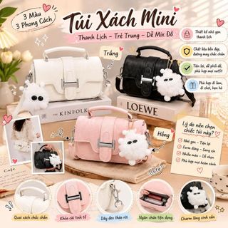 TÚI XÁCH NỮ KHÓA H DA NHUNG SANG CHẢNH TẶNG MÓC TREO BÔNG XINH W654 - WINNIE HOUSE
