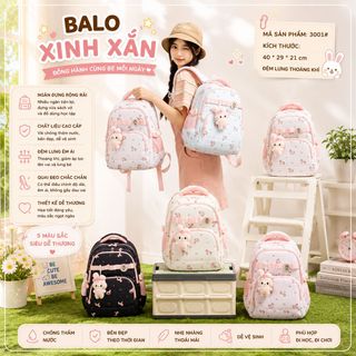 🐰BALO A3001 – HỌA TIẾT THỎ SIÊU CUTE, KÈM MÓC GẤU DỄ THƯƠNG