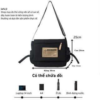 💼 TÚI CHÉO VẢI NẮP LOGO – FORM HÀN QUỐC, ĐỰNG VỪA LAPTOP 14 INCH