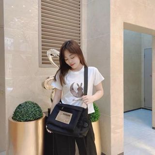 💼 TÚI CHÉO VẢI NẮP LOGO – FORM HÀN QUỐC, ĐỰNG VỪA LAPTOP 14 INCH