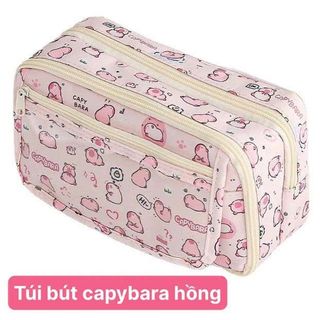 Túi Bút Capybara Hồng 6 Ngăn – Full VAT