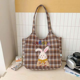 🐰 TÚI TOTE A6089 THỎ – HỌA TIẾT THỎ DỄ THƯƠNG, PHỐI CARO SIÊU XINH
