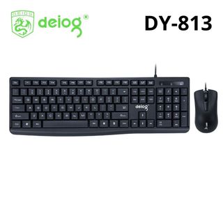 Bàn phím có dây DEIOG DY-813, một thiết bị ngoại vi văn phòng màu đen tiêu chuẩn.